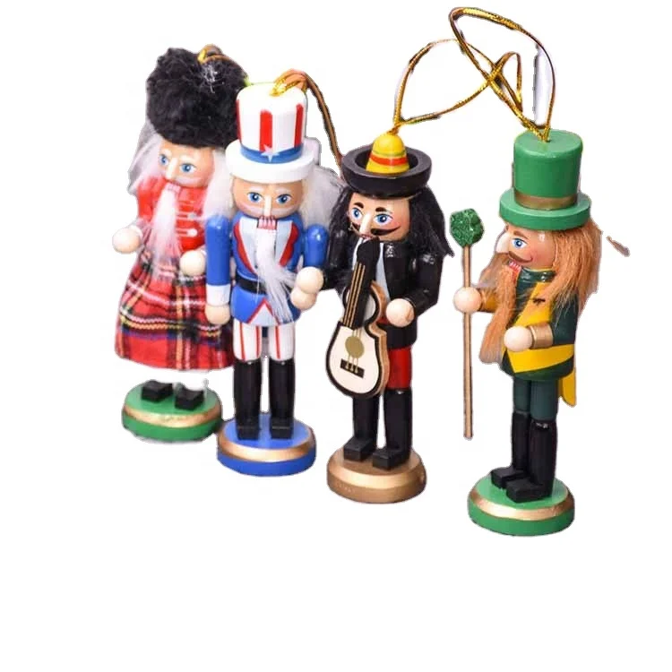 New Arrive Customized Christmas Gift New Mini Interior Pendant Nutcracker For Christmas Wood Doll Ornament