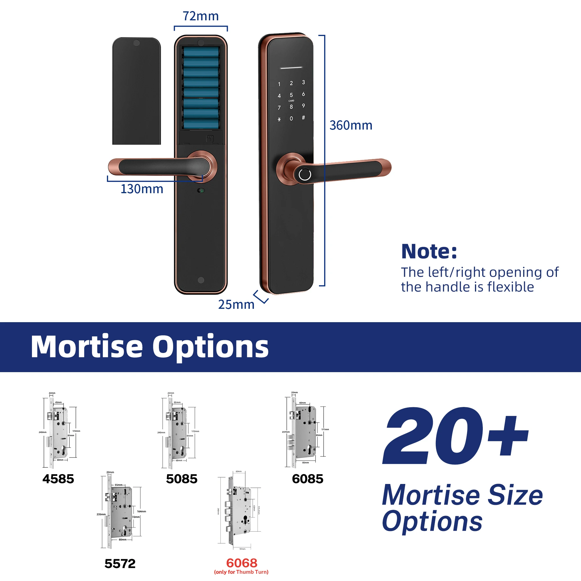 Liliwise Waterproof Entrance Outdoor TTLOCK BLE Mobile Tuya Lock Smart Fingerprint Door Lock For Airbnb Condo Apartment Project