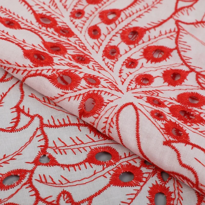 New Product Single Border Pure Cotton Embroidered Jacquard Fabric For Women