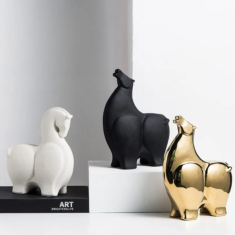 Modern Frosted Home Decor Horse Decoration Luxury Ceramic Horse Ornament