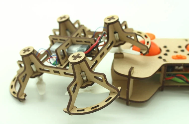 XYQ-1 Aircraft Wooden Drone STEM Education Kids Quadcopter Toy Pocket Aircraft Assemblv Drone Sideward Flicht LED DIY Drone