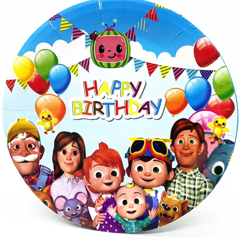 2021 new happy theme kids birthdays party decoration supplies for cocomelon party
