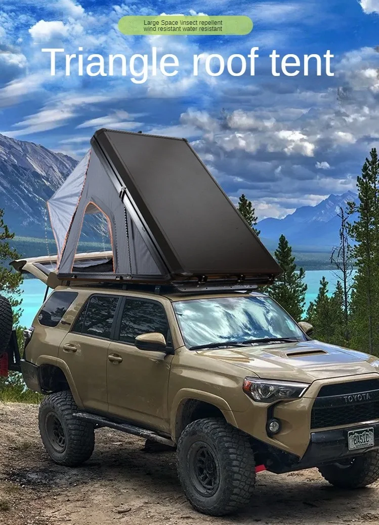 Outdoor Aluminium Triangle Shell Camping SUV Car RoofTop Tent Hard Shell Cover Car Roof Top Tent for Sale