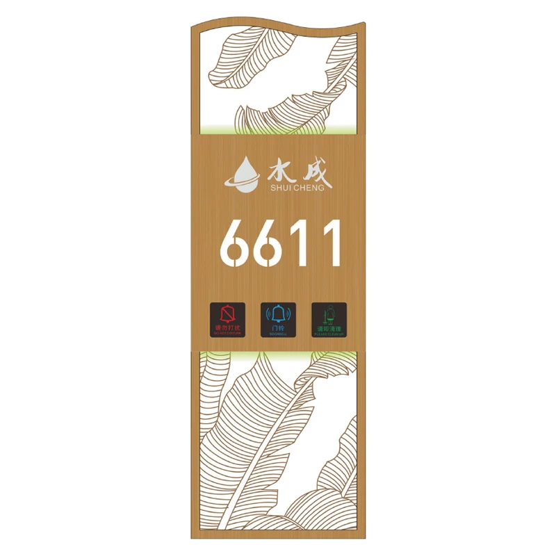 Custom home address sign decorative metal glass acrylic  alphard led door sill plate house number for hotel