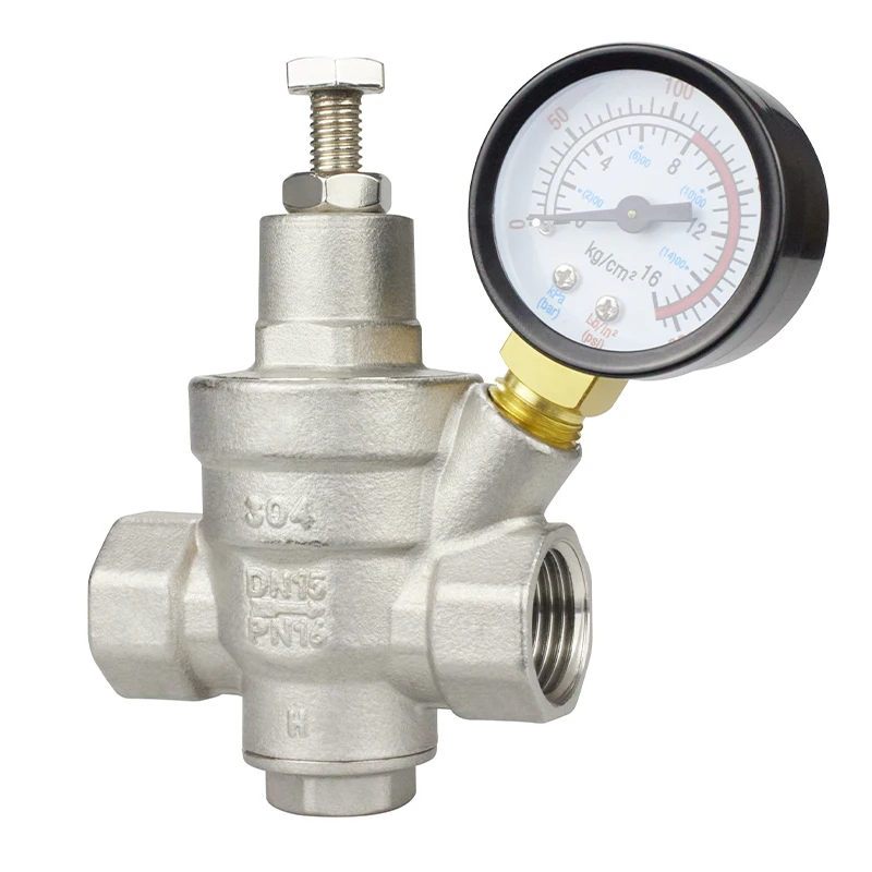 TMOK Easy Install DN15 1/2 inch 230psi Nickle Plated Ss304 Adjustable Water Pressure Regulator Pressure Reducing Valve