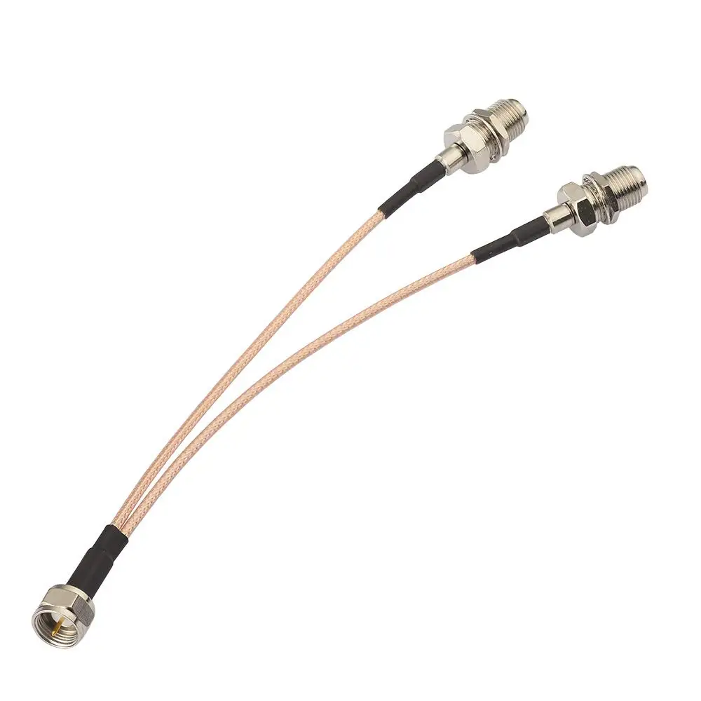 F-Type Splitter Cable F Male to F Dual Female Coax Splitter pigtai V-Type TV Splitter Cable Satellite 50ohm 15cm(6 inches)