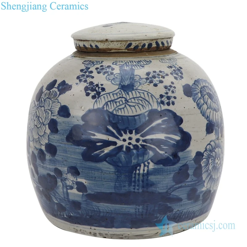 RZEY1217H-L-S Antique hand painted blue and White lotus pattern porcelain home decoration vase