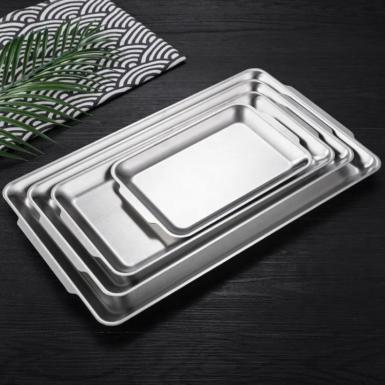 OEM/ODM Restaurant Home Kitchen Rectangle Snack Dish Gold Stainless Steel Food Tea Coffee Plate Serving Tray