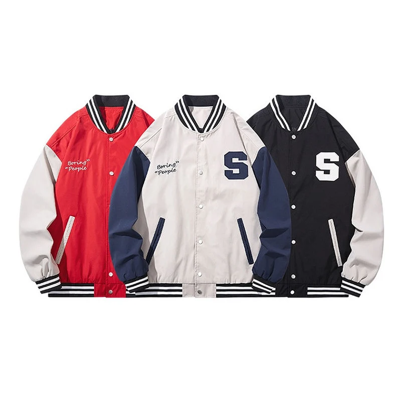 2022 Hot Selling Korean Baseball Embroidery Collage Jacket Breathable Sublimation Baseball Jacket For Men/