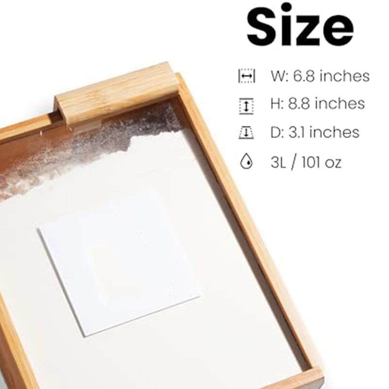 Custom 3l Square Portable Reusable Clear Food Bamboo Kitchen Organizer Box Container Dispenser for Grain Storage