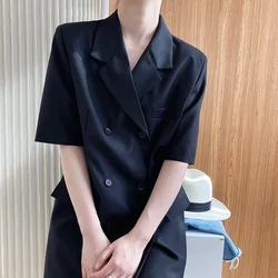 High quality quality women suit dress design ouble-breasted short-sleeved skirt formal suits for women blazer dress