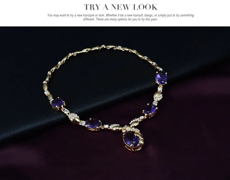 2020 Hot sells 4 piece high quality gemstone gold plating earrings necklace ring bracelet jewelry set