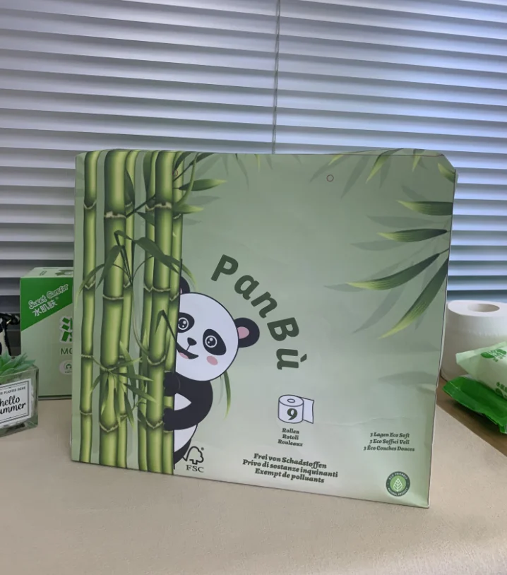 Custom Tissue Paper Factory Biodegradable Toilet Paper made of Unbleached Bamboo Fiber 100% Chlorine Free Eco-friendly 3-ply