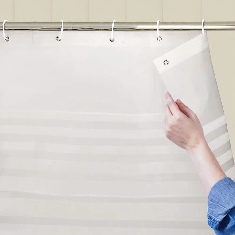 Modern stripe white bath curtain  180*180cm pvea shower curtain for shower room