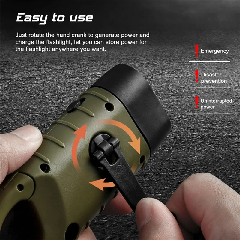 Helius Hand Crank Solar Powered Flashlight Emergency Rechargeable Led Flashlights Self Powered Charging Torch Light