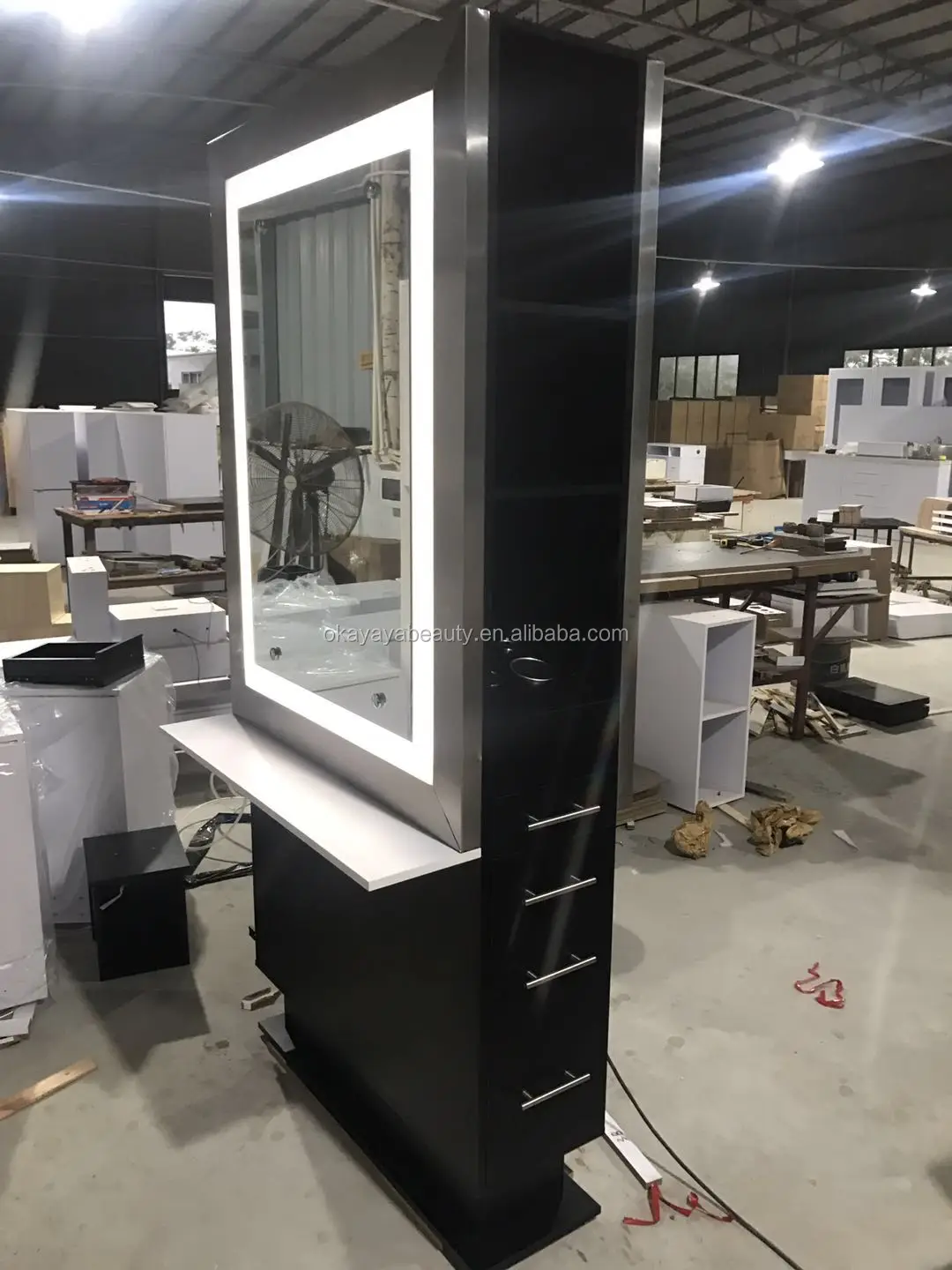 Salon hair equipment salon stations barber mirrors salon mirror station with LED light