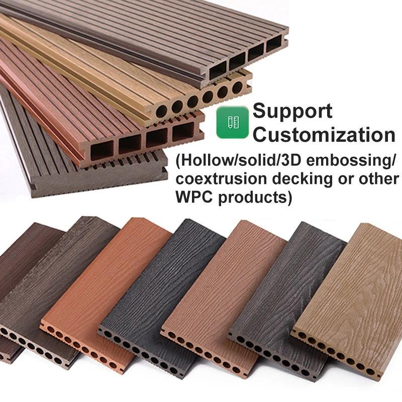3D embossed woodgrain treated wood laminate wpc luxury decking tiles outdoor wood plastic composite flooring decking board price
