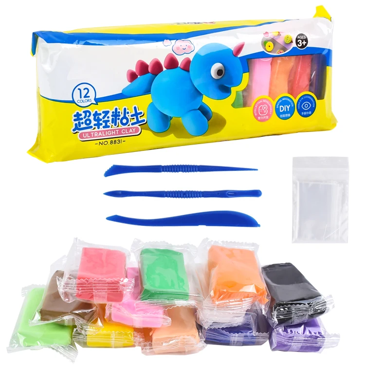 modeling 12 color air clay dry super light bag space polymer diy soft