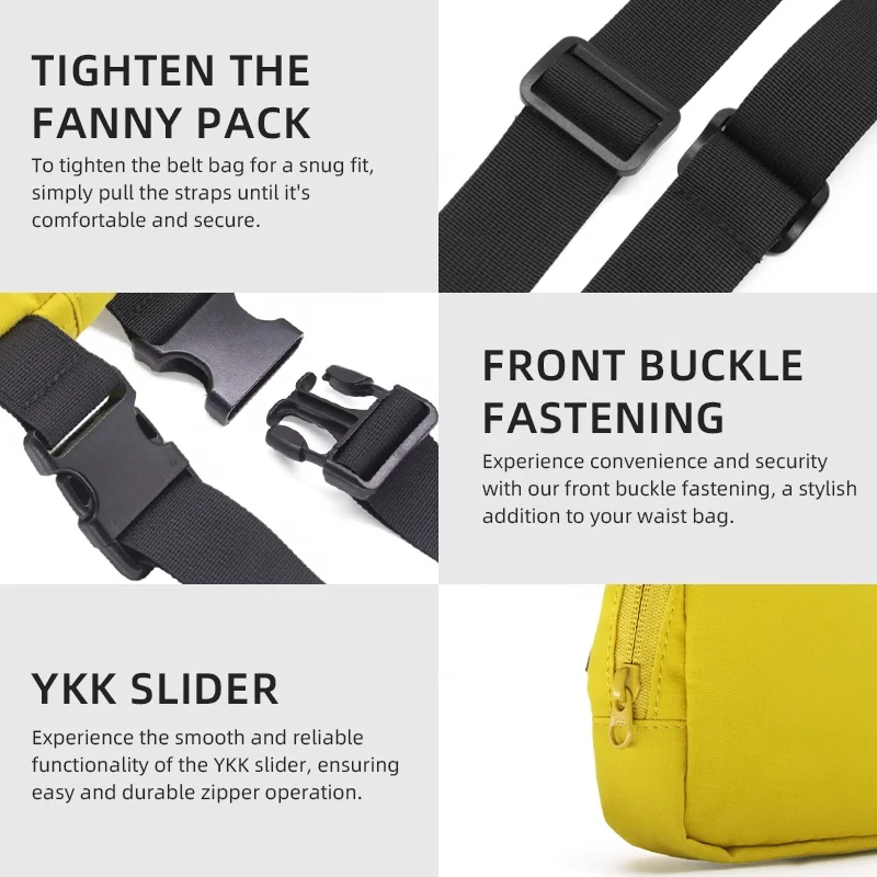 New Polyester Designer Mini Running Belt Waist Bags Custom Logo Water Resistant YKK Zipper Everywhere Women Fanny Pack Crossbody