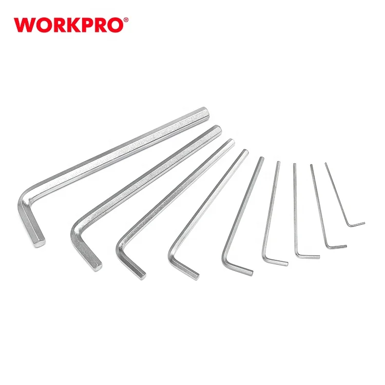 WORKPRO 9PC Metric 1.5mm  2mm 2.5mm 3mm 4mm 5mm 6mm 8mm 10mm Chrome-vanadium Steel Allen Wrench Hex Key Set