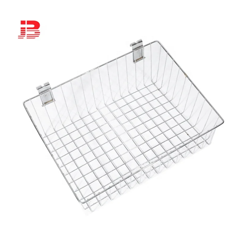  Jinbin Slatwall Metal Display Wire Mesh Storage Basket for
