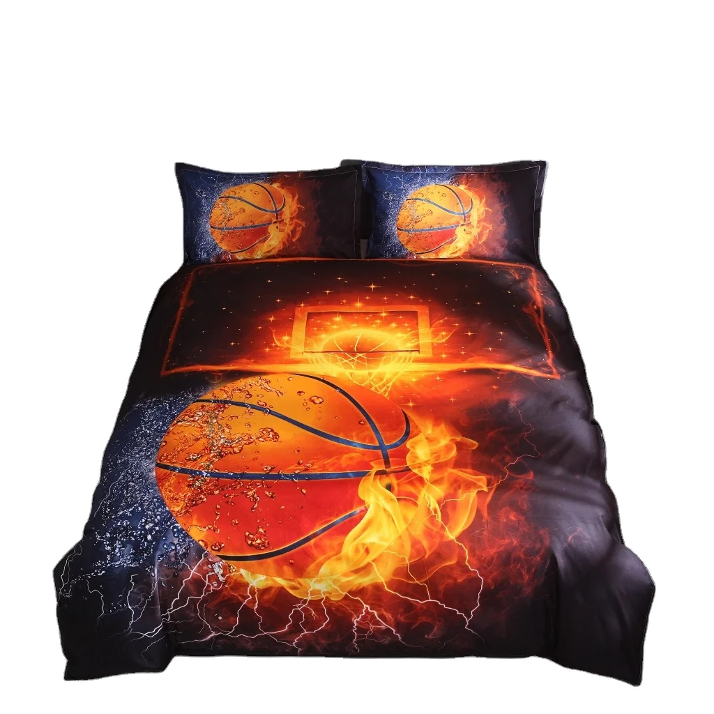 Sports Pattern Style Basketball Football Bedding Set Pillow Case Quilt Cover Sets for kids bedroom