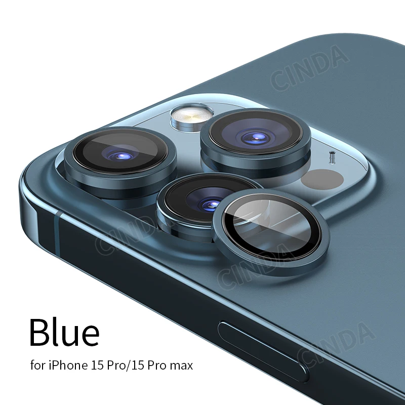 Camera Lens Protector for iphone 15promax 15pro Metal Aluminum Ring Tempered Glass Camera Lens Cover Film Screen Protector