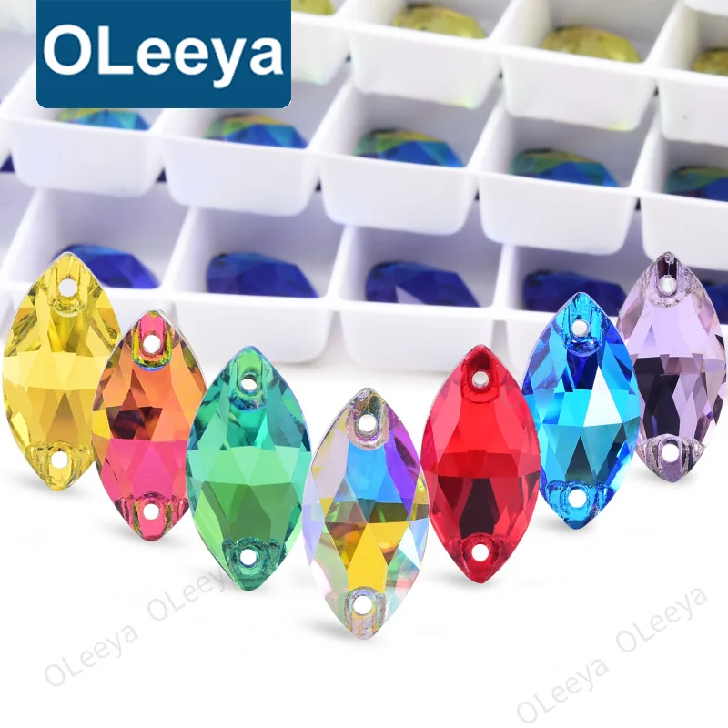 Oleeya Wholesale Horse Eye Purple Velvet Color  3A Glass Sew On Rhinestone Flatback Stone Crystal Sewing Rhinestone For Dress