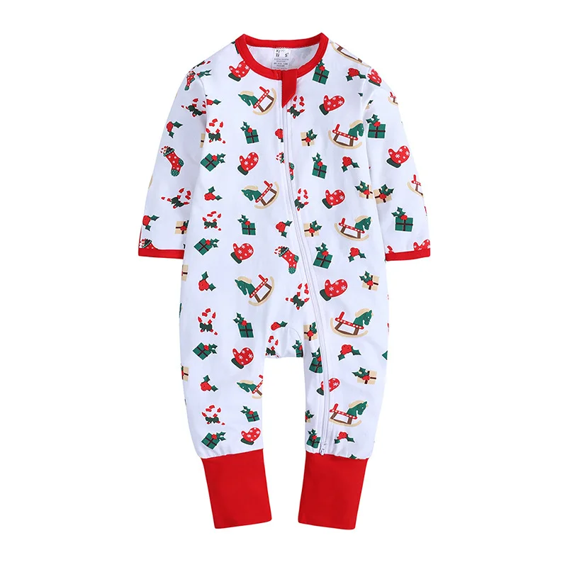 wholesale baby clothes onesie long sleeve 100% cotton cute zipper baby christmas romper christmas romper baby