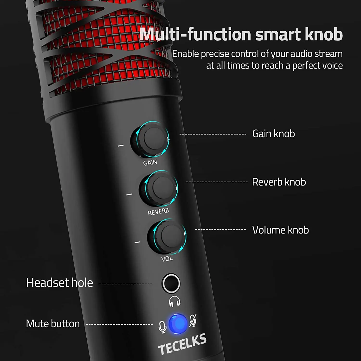 Professionnel Wired Studio Condenser Gaming Recording Conference Youtuber Podcast USB Computer Mic Microphone with Tripod Stand