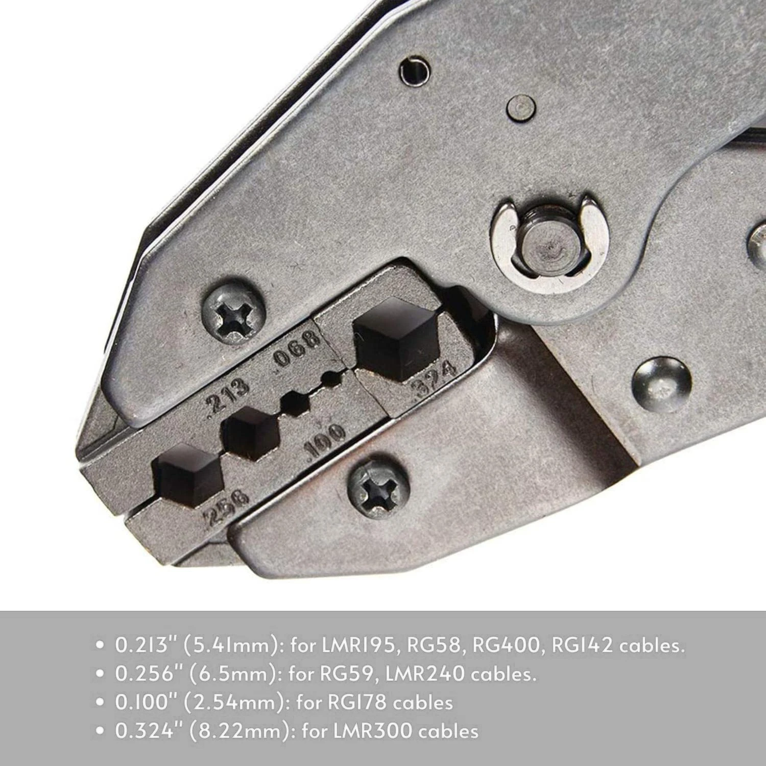 Fixed Jaw Coaxial Cable terminal crimper ratcheting wire crimping tool for RF connector