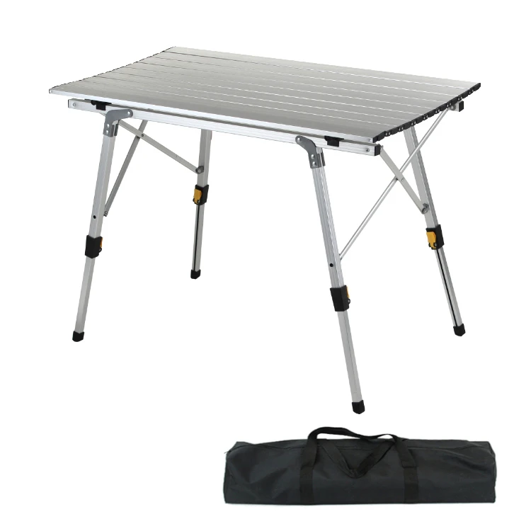 Outdoor Picnic Lightweight Adjustable Height Aluminum Alloy Egg Roll Folding Camping Table