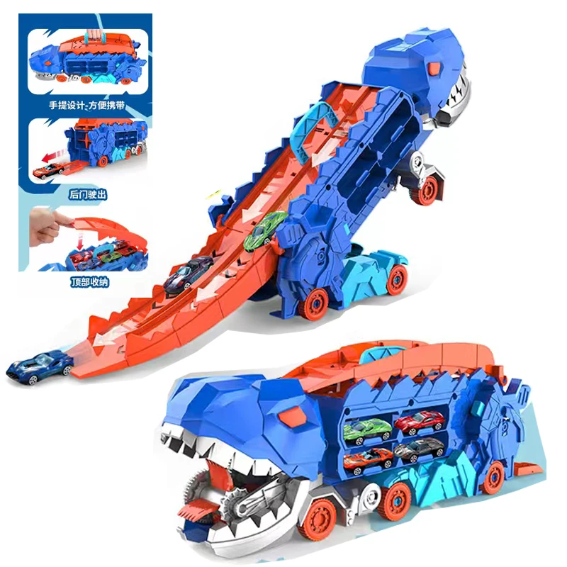 Deformation Storage Track Dinosaur Truck Catapult Car tracking  Car Kids Toys set