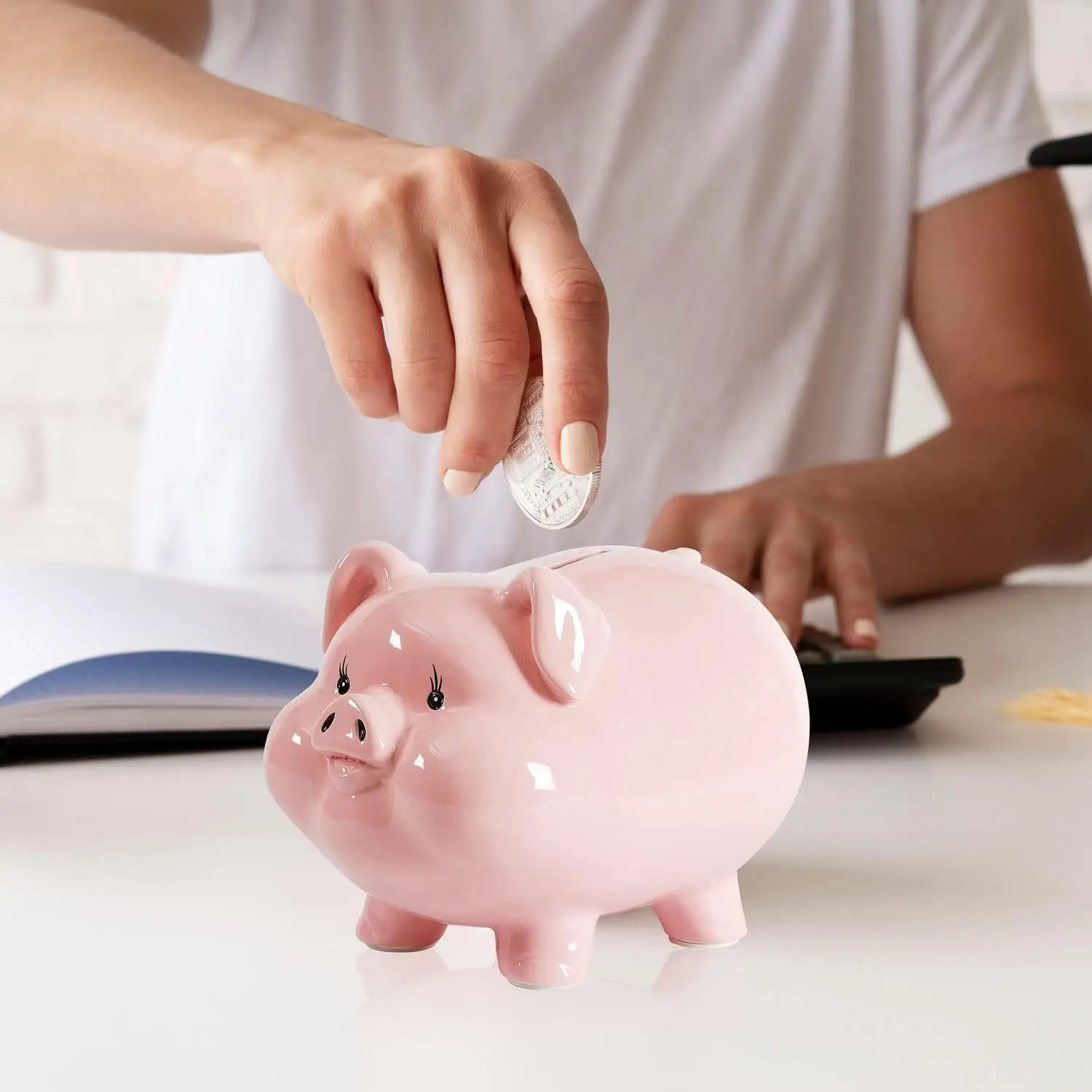 Ceramic Piggy Bank for kid & adult Real Money Box for Cash Gift,Safe for Cash Saving