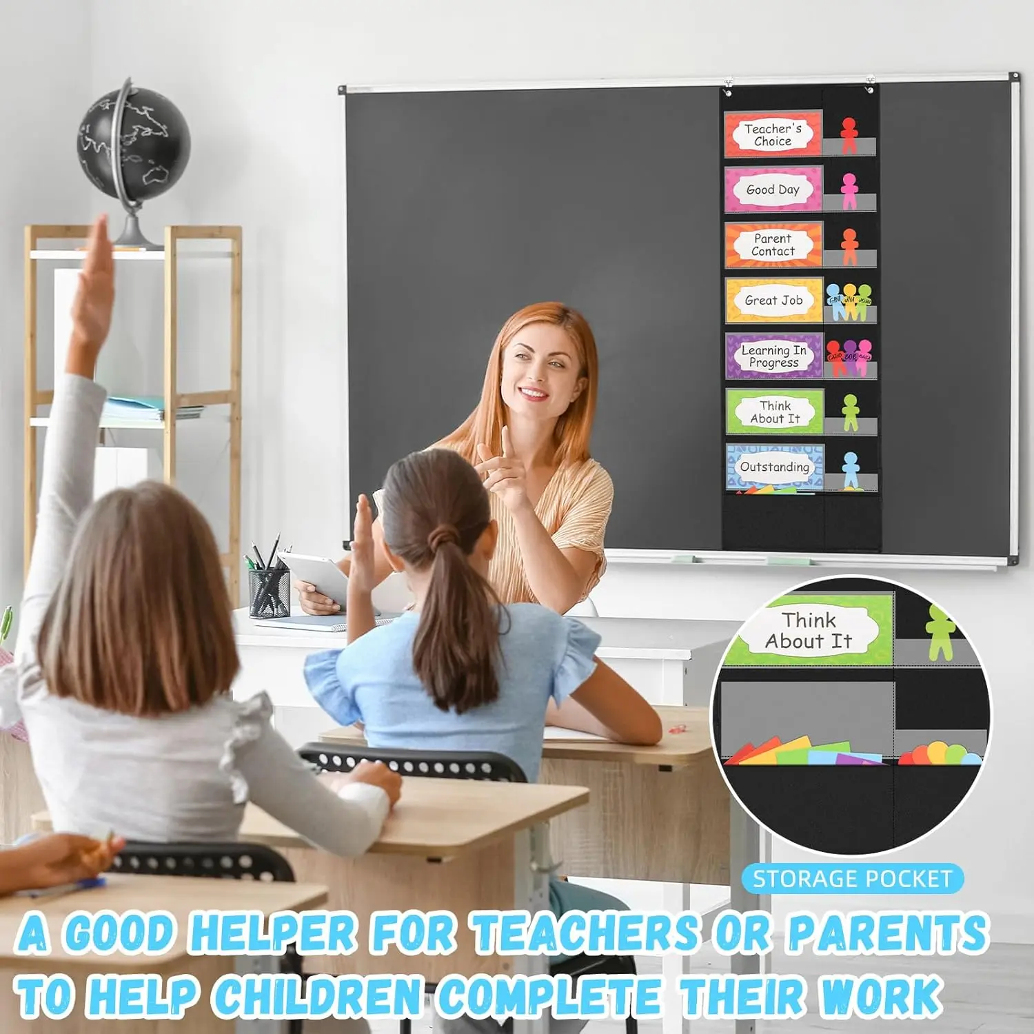 Classroom Behavior Clip Chart Student Reward Pocket Chart Hanging Incentive Behavior Bulletin Board for Office School Supplies