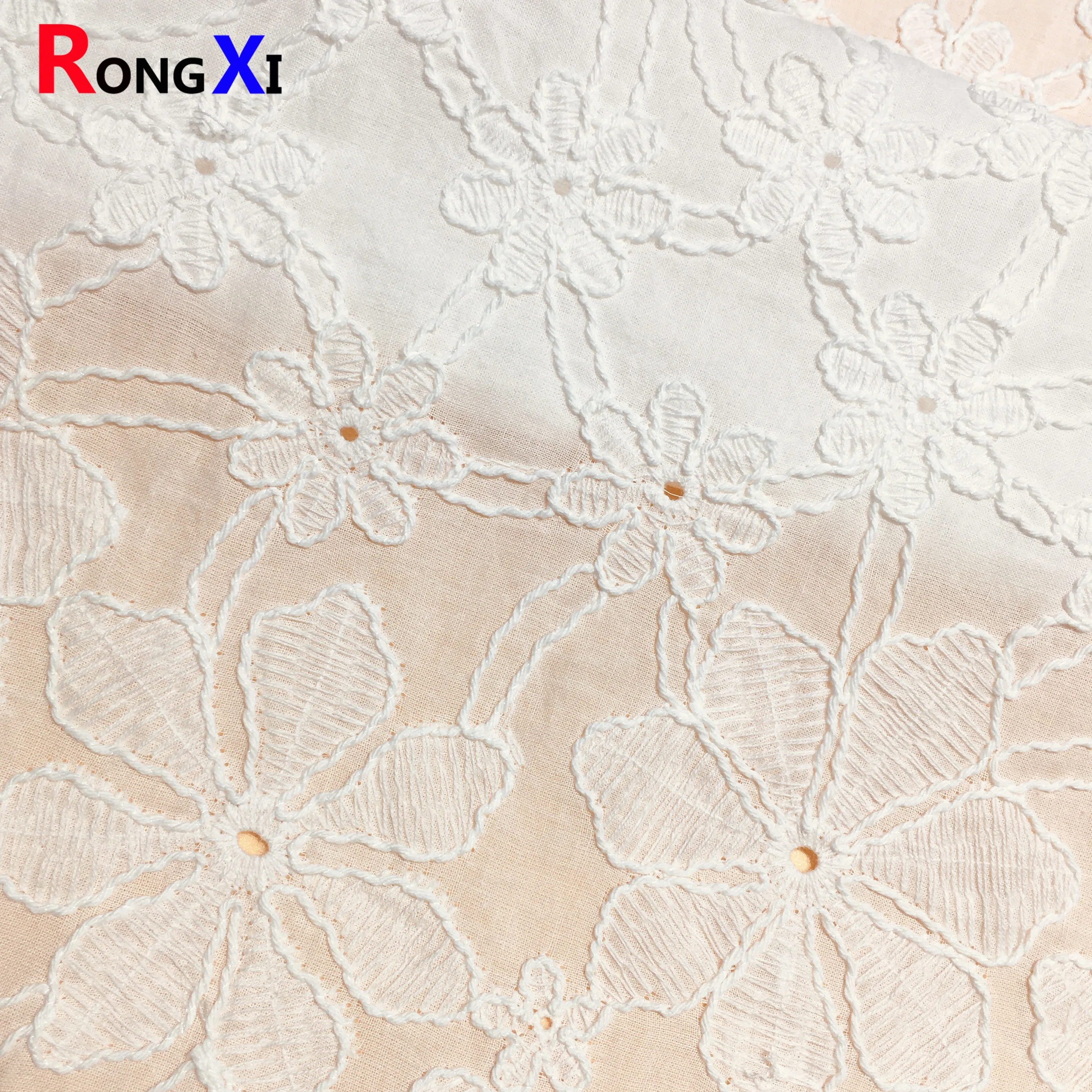RXF2207 flower with flower embroidery 3D cotton eyelet fabric