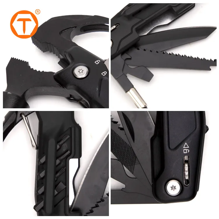 portable outdoor multi purpose hand tools stainless steel multitool hammer wrench pocket folding pliers set