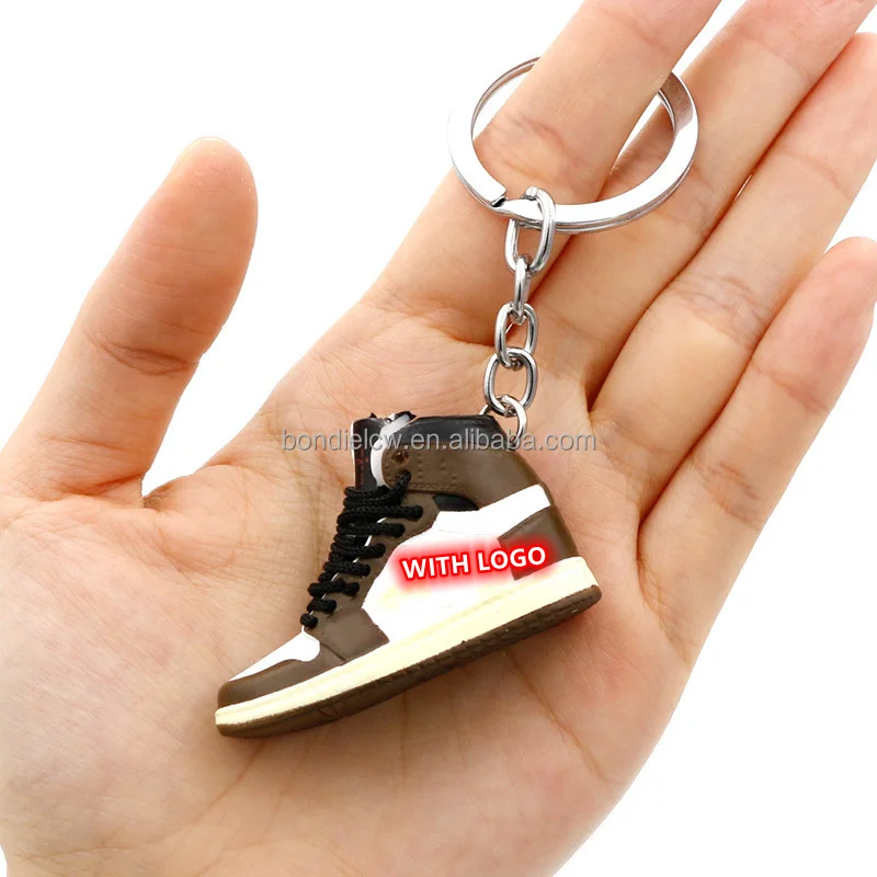 Hot stereo 3D sneakers PVC keychain pendant AJ basketball shoes keychain support customization