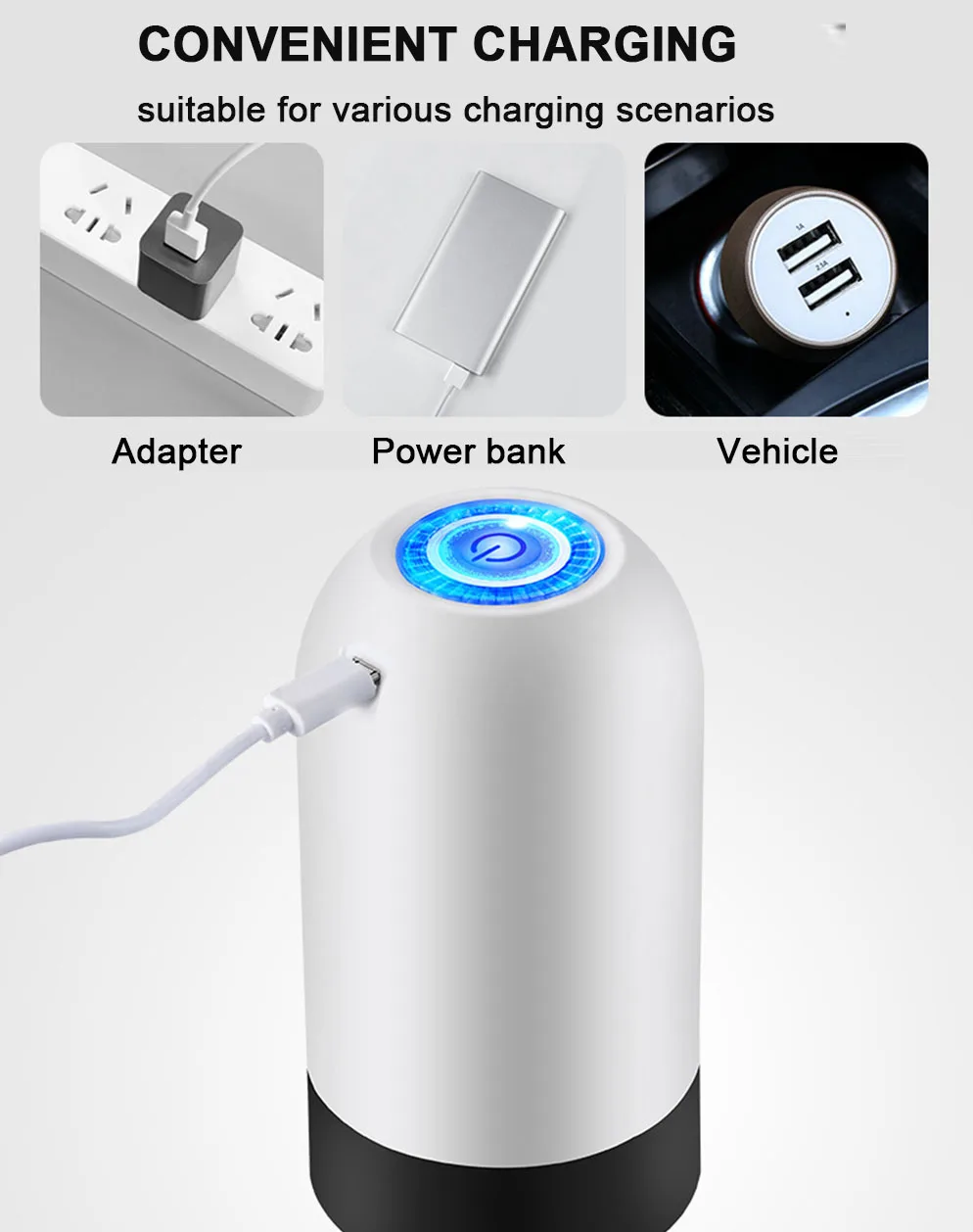 USB Charge Automatic Portable Water Dispenser Drink Dispenser Home Gadgets Water Bottle Pump Mini Barreled Water Electric Pump