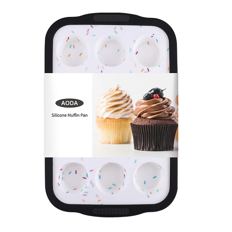 Bakeware 12 Cups Silicone Nonstick Round Muffin Pan Baking Tray Mousse Cake Mould