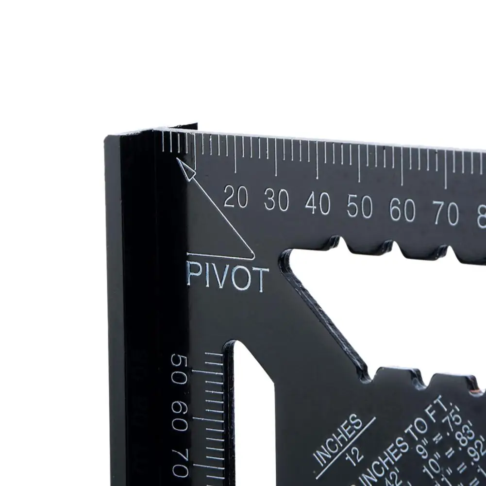 7 inch Triangular Ruler Aluminum Alloy Metric Measuring Ruler Woodworking Try Square Triangle Angle Protractor Angle Ruler