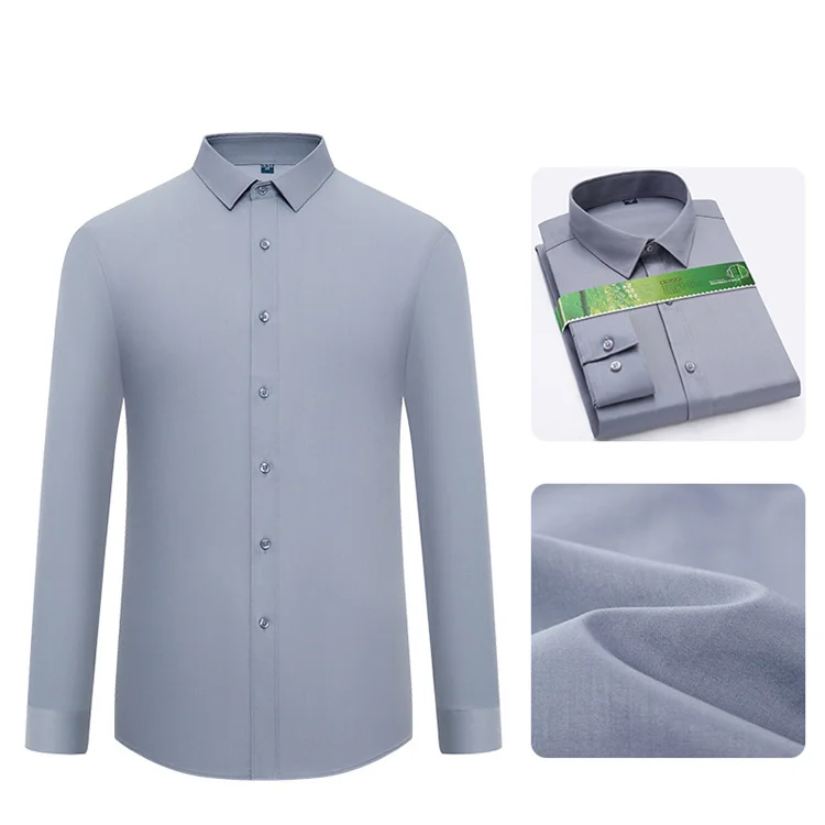 Wholesale Bamboo long sleeved shirts  Casual cool cheap Bamboo textile shirt  Customized stretch logo printed shirt