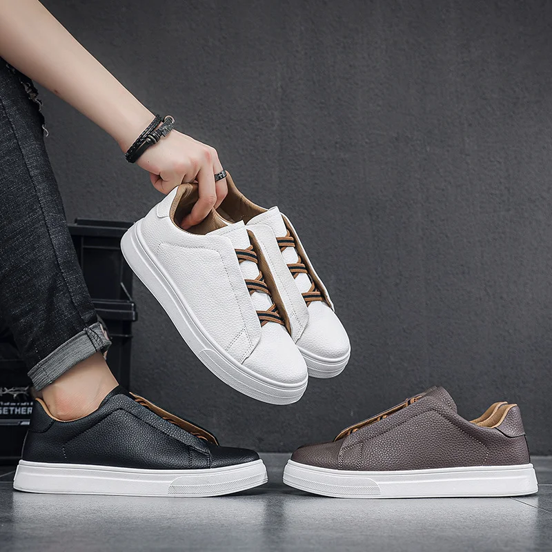 Sports Comfort Board Shoes Series Low Cut White Waterproof Anti Slip Comfortable Versatile Strap Up Mens Shoes Foot Cover