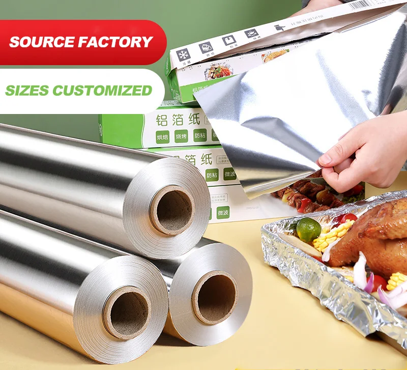 Manufacturer Household 60m 30cm 0.014  0.016mm Aluminum Foil Small Roll For Cooking Barbecue Aluminum Foil Food Wrapping Paper