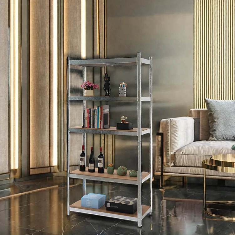 light duty multipurpose utility 5-layer angle iron steel wooden home Study Room detachable shelf toy gym storage bin rack