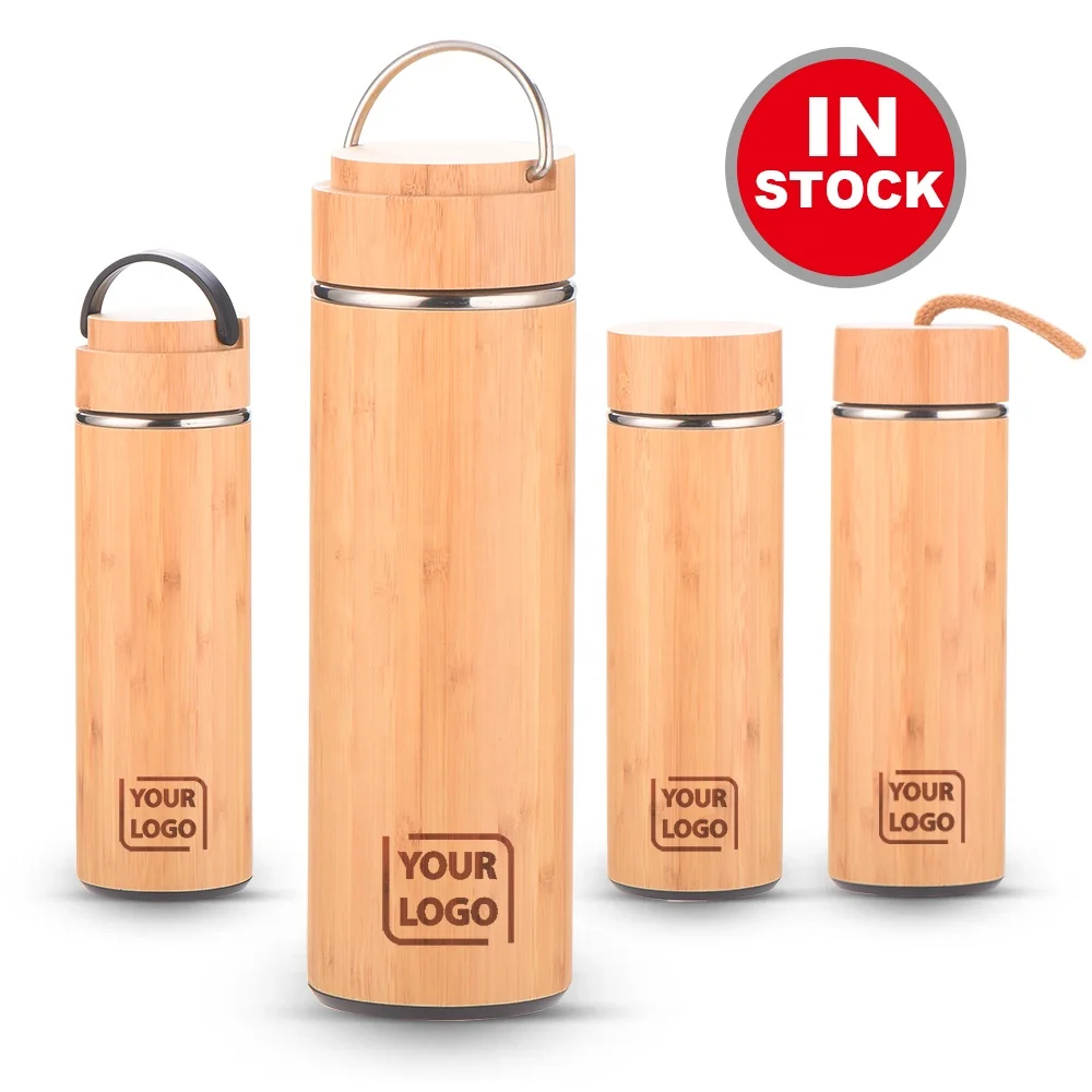 Personalized Bamboo Coffee Tea Tumbler Mug With Tea Strainer Infuser Customizable Wood Bamboo Tumbler 18Oz With Bambu Cap Lid