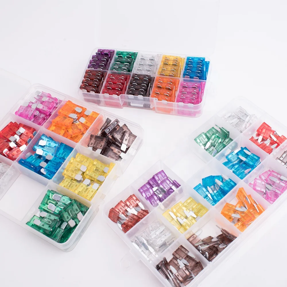 100 PCS Plastic Box Packing Mini 1-50A 32V Automotive  Car Blade Auto Fuse Kit