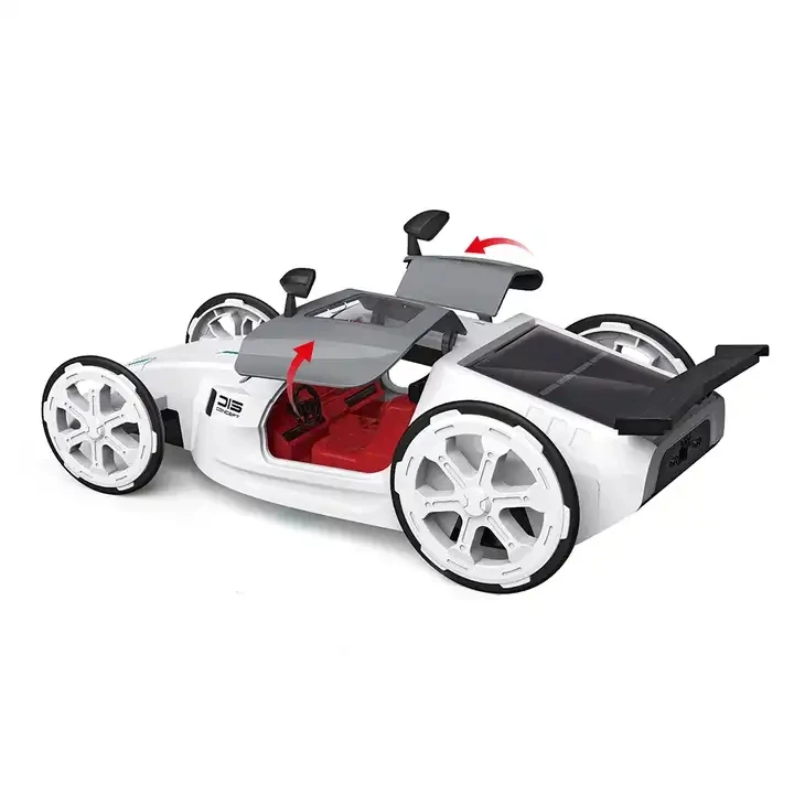 Solar Powered Car Toy DIY Science Electric Cars Assembly Vehicle Toy with Openable Doors Educational Experiment Building Car