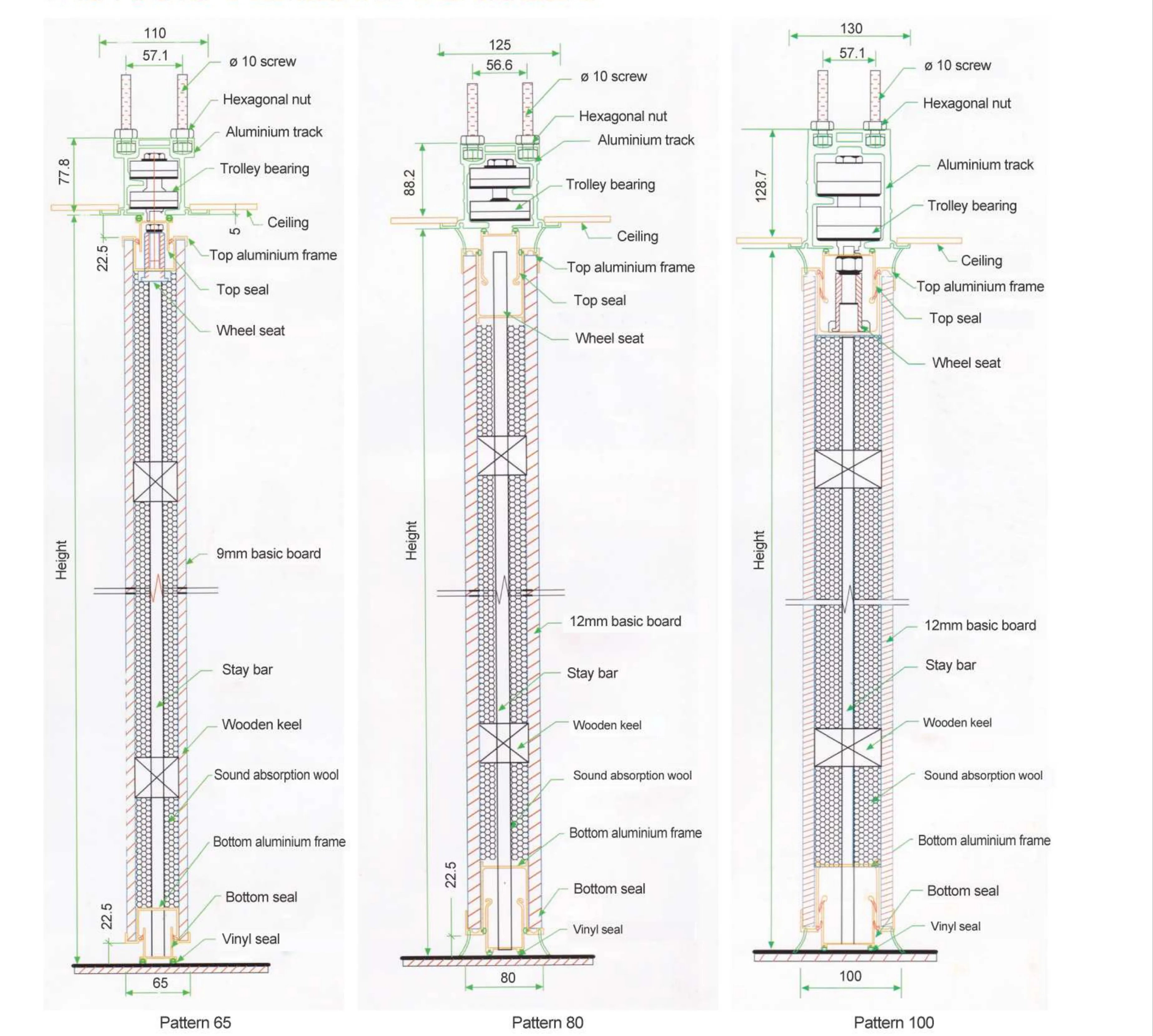 Sliding Wall Partition Office Office Building 100Mm Surface Fabric Moveable Partition Wall