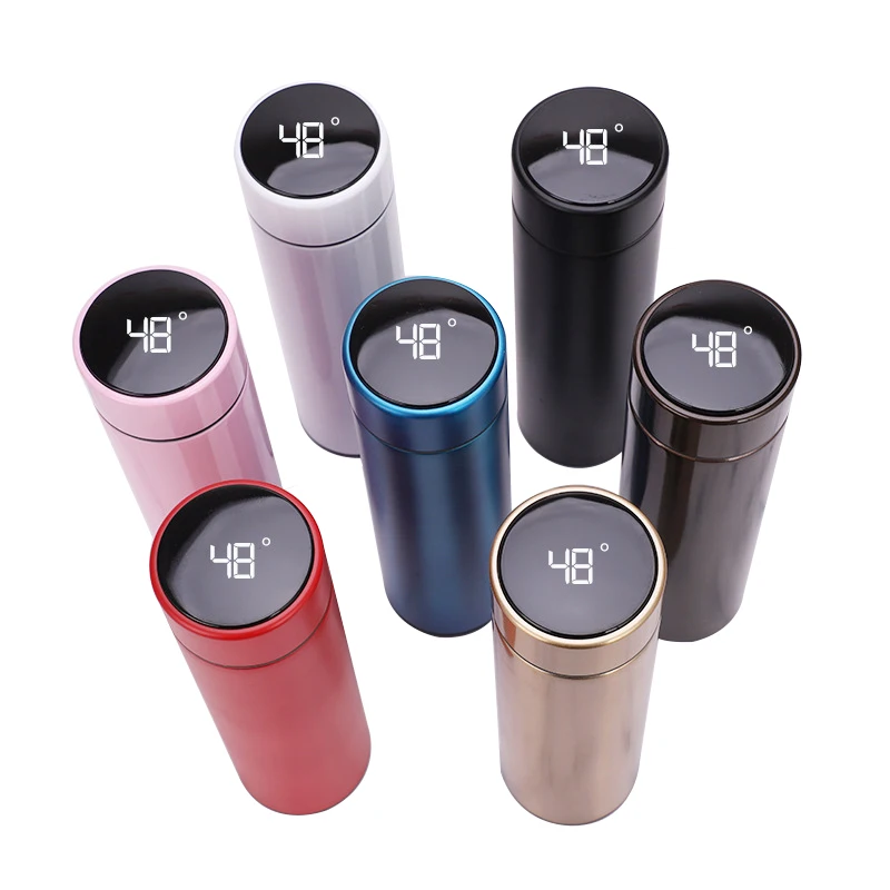 High appearance level Office business Stainless steel vacuum smart thermos cup Straight cup LED touch display temperature cup